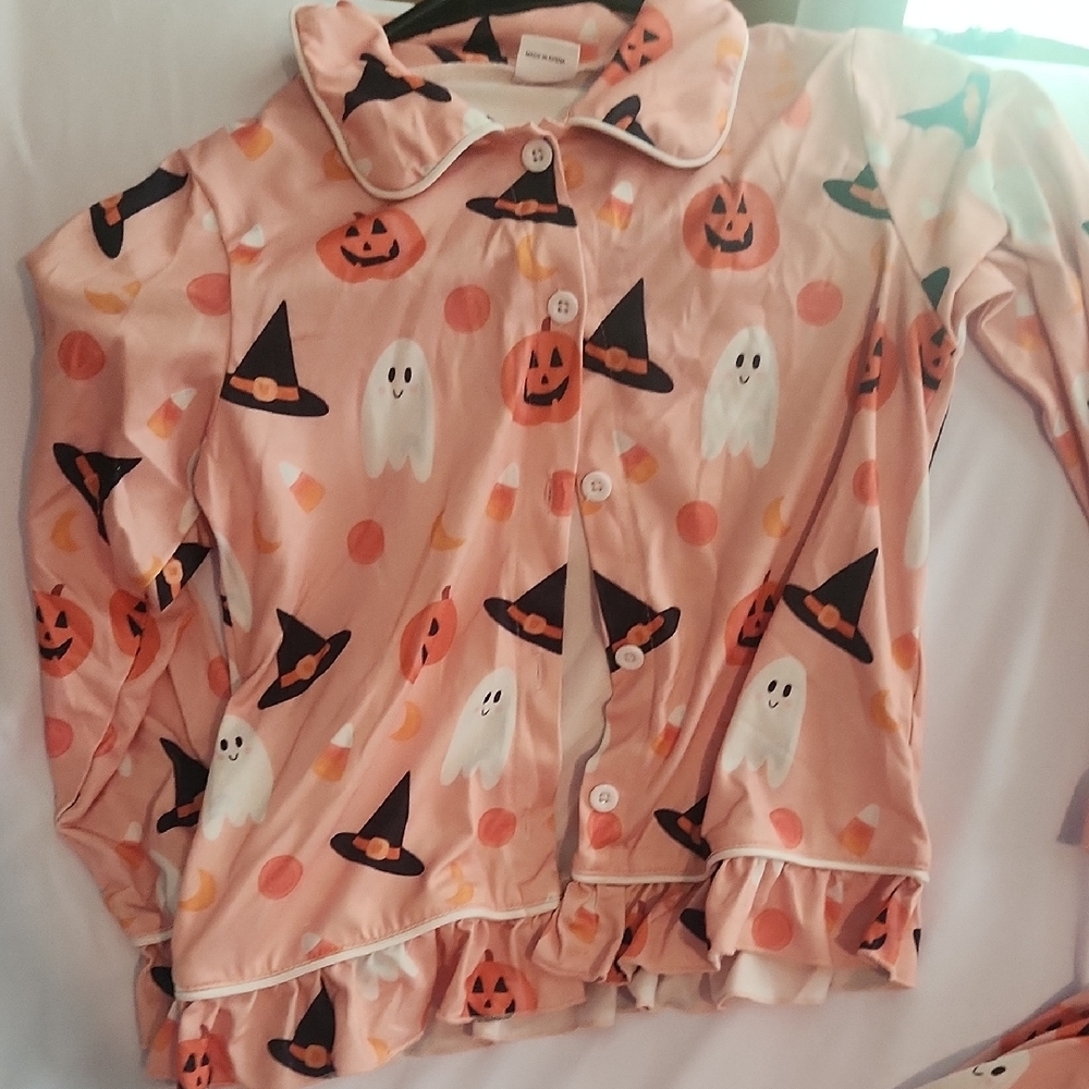 Hanna Andersson Pink Halloween Ghost and Pumpkin Pajamas